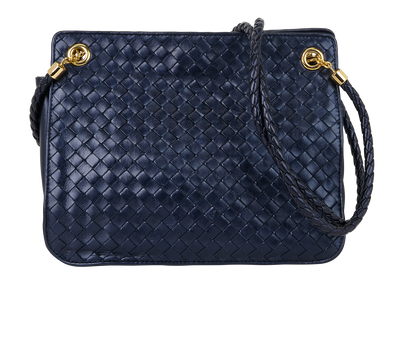 Vintage Intrecciato Shoulder Bag, &pound;350, Handbags, Blue, Leather, Front view